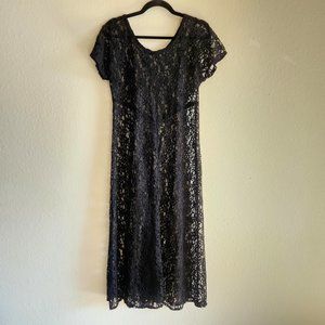Vintage Sheer Lace Overlay Dress